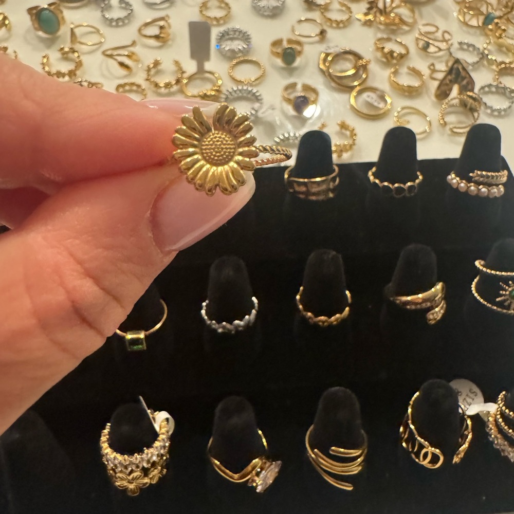 Gold Sunflower Ring Ring 18 k plated gold